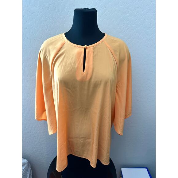 CHICO’S | Orange Flutter Sleeve Blouse Flowy Keyhole Neck | Size 3 (US 16) - Picture 2 of 6
